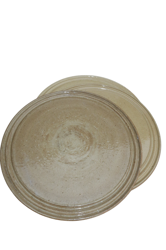 Ribbed Serving Plate – Sand - Set van 4