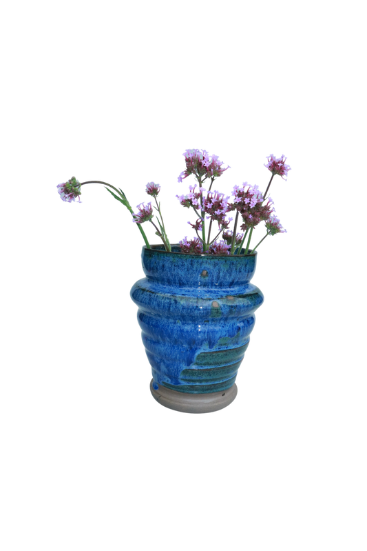 Mini Ribbed Vase – Ocean Blue