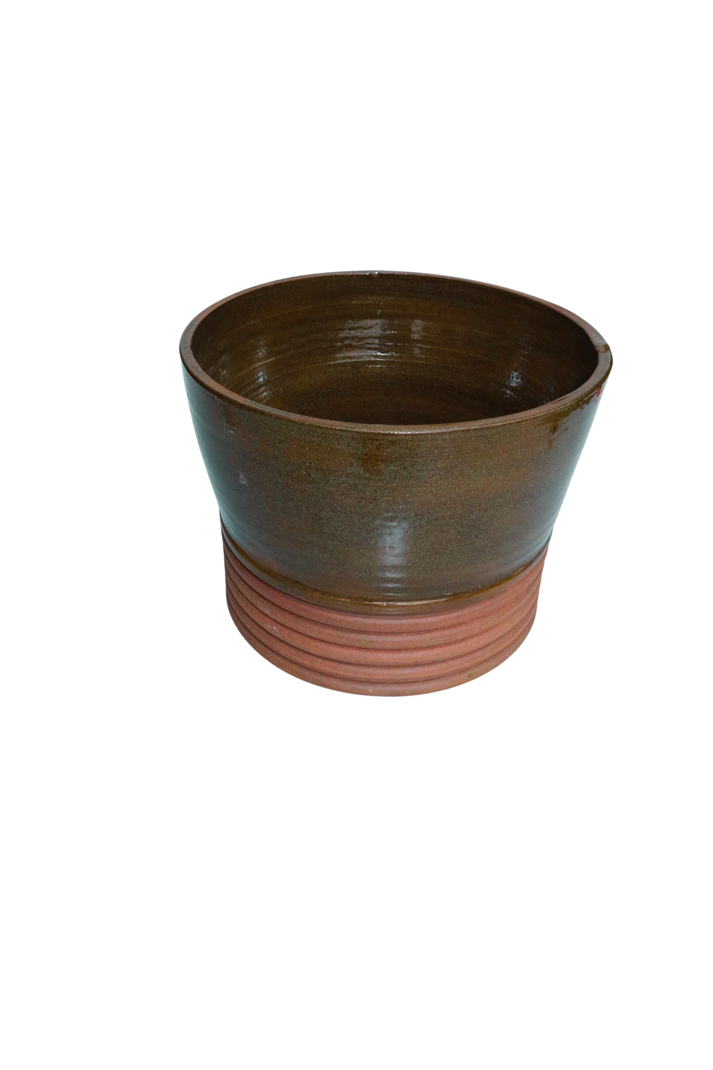 Ribbed Vase – Olive & Terracotta