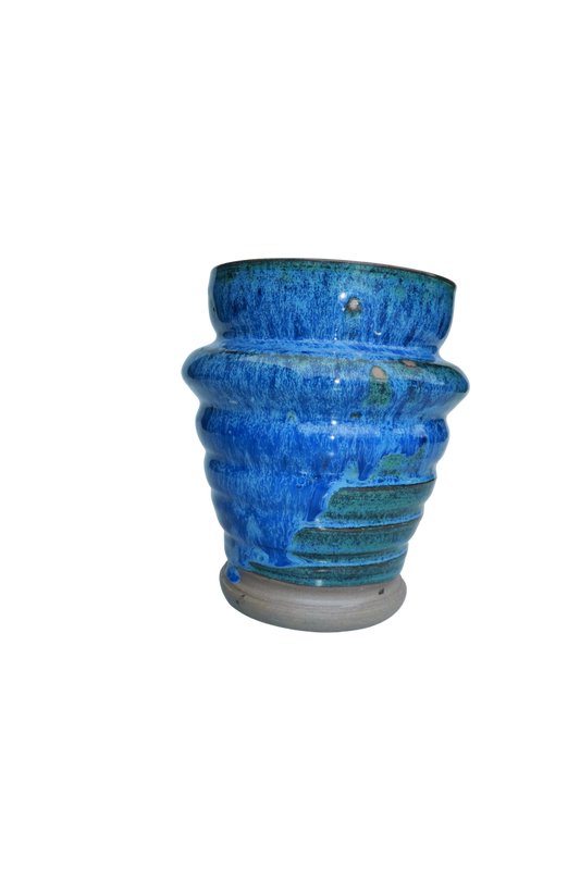 Mini Ribbed Vase – Ocean Blue