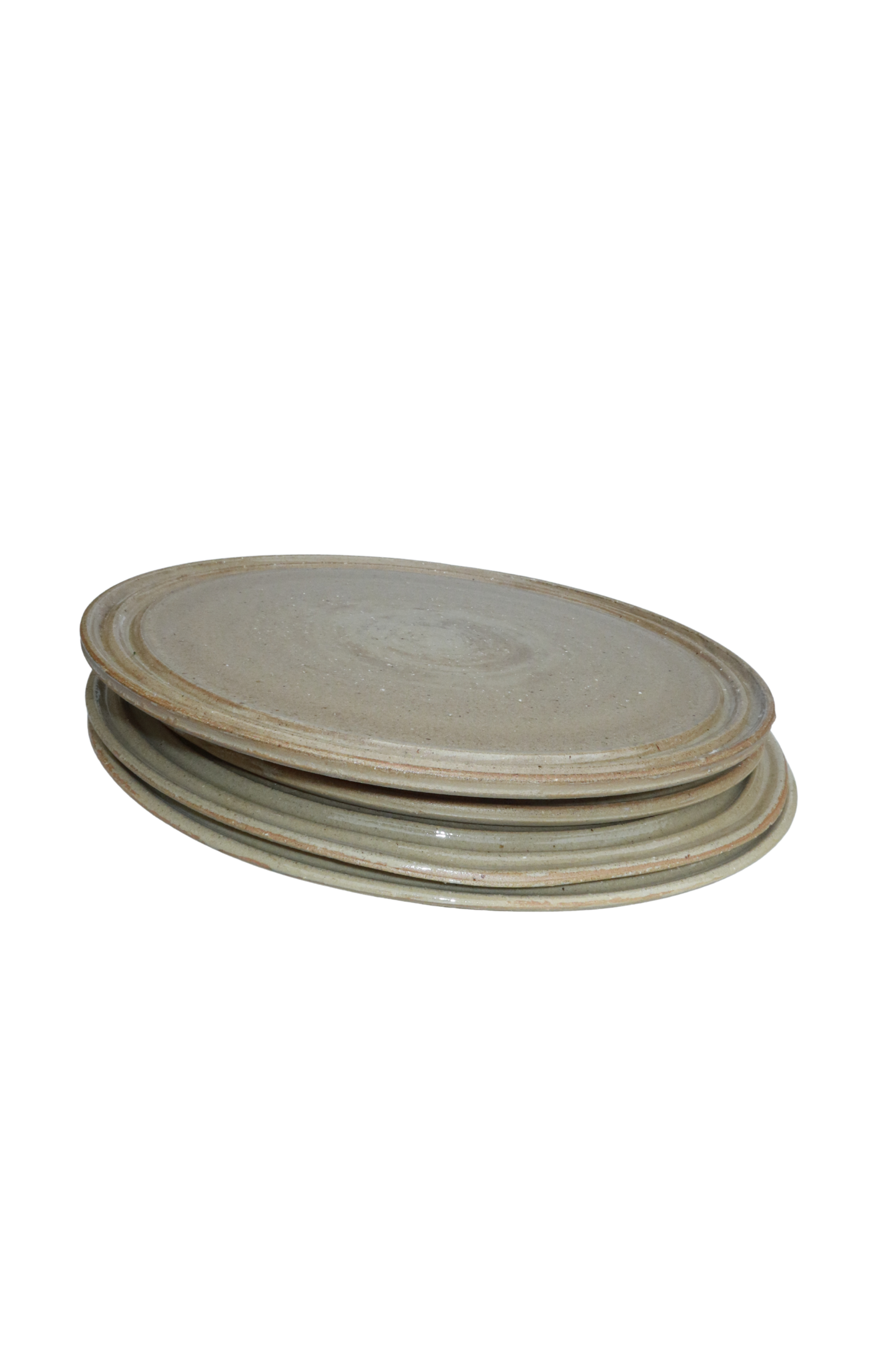 Ribbed Serving Plate – Sand - Set van 4