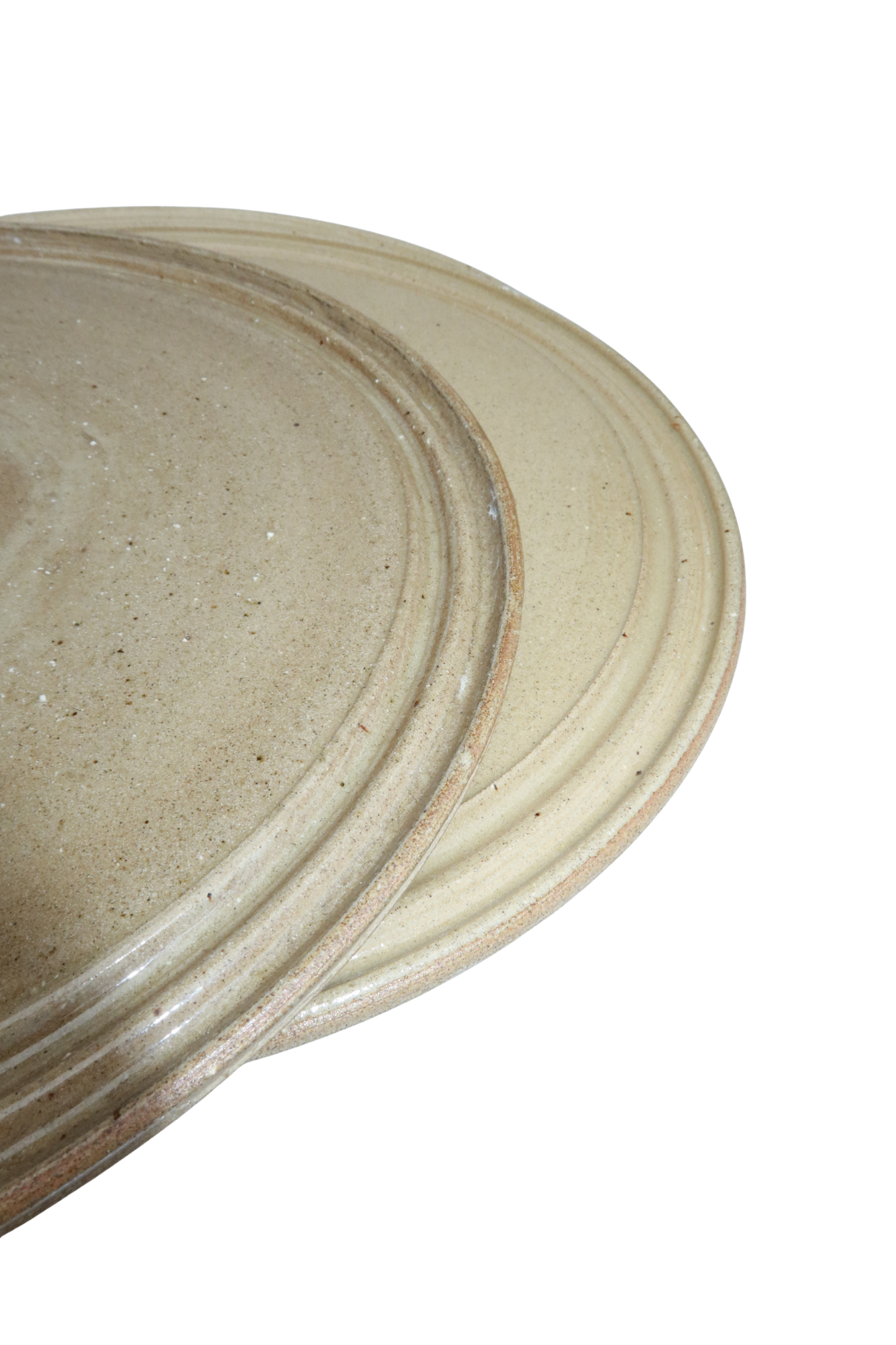 Ribbed Serving Plate – Sand - Set van 4